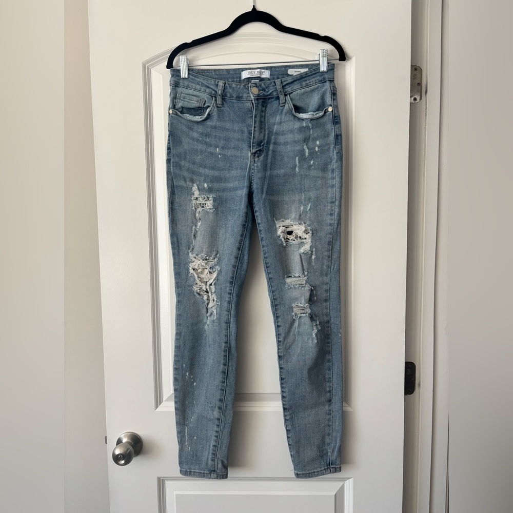 Judy Blue Skinny Distressed Blue Jeans EUC Size 29/9